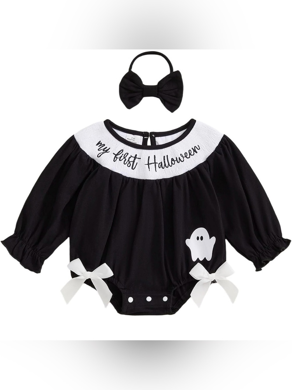 🆕 🎃 Ghost Halloween Smocked One Piece 12-18m
